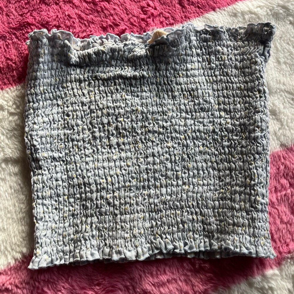 Gray and pink Smocked Tube Top